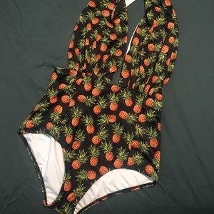 Cocoship pineapple halter swimsuit